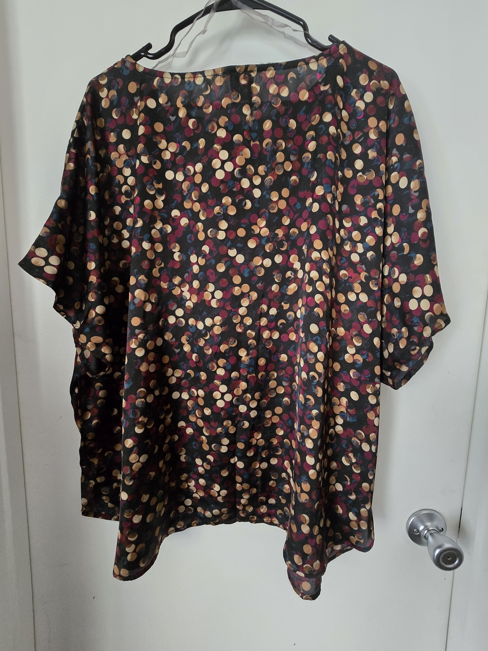 Anne Klein Black Tunic with Gold & Burgundy Dot Print